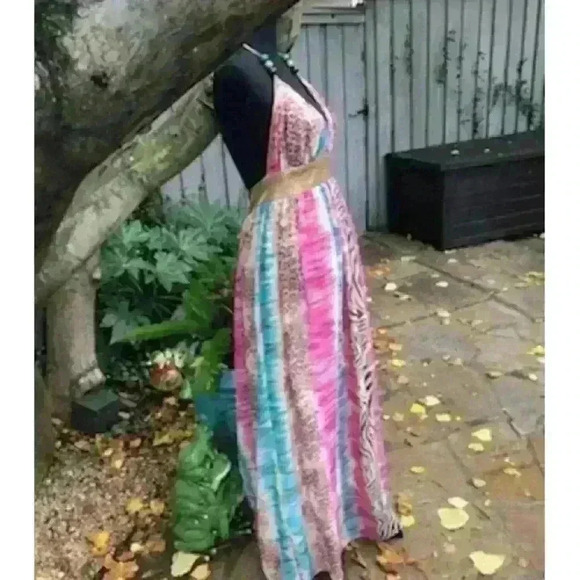 Tricia Fix Zebra Bohemian Maxi Dress Size Large🍓 - Picture 7 of 8